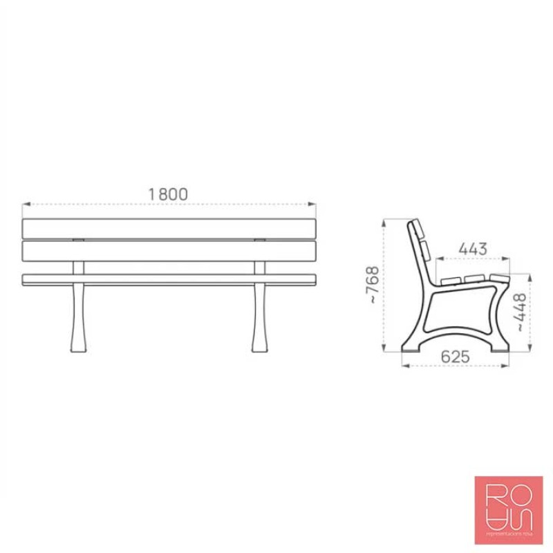 Banc urbà Mora de fosa i fusta